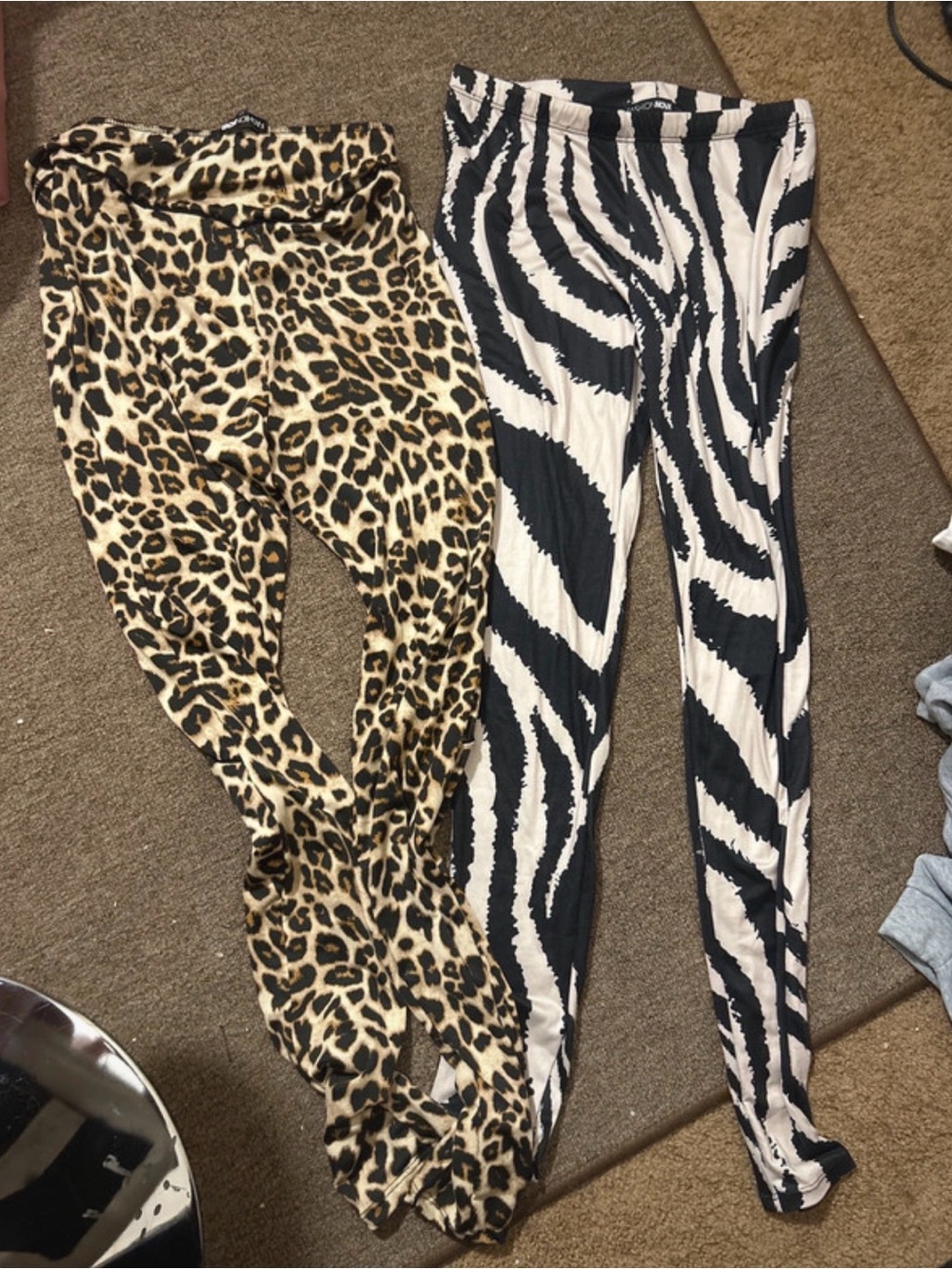 Fashion Nova Animal-Print High-Waist Leggings - Black, Cream & Brown